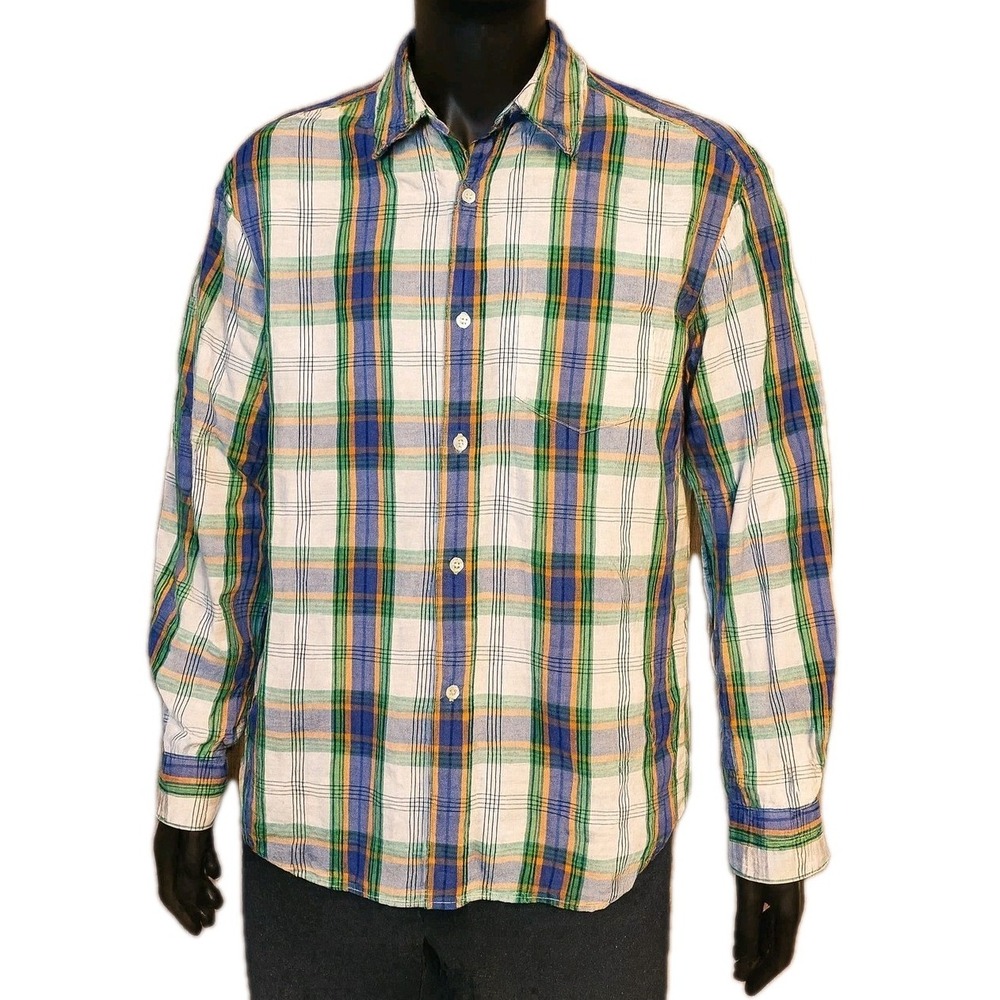 Timberland Men's Classic Fit Plaid Dress Shirt XXL Blue Green Orange